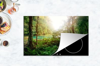 Herdabdeckplatte - 90x52 cm - Dschungel - Wasser - Pflanzen