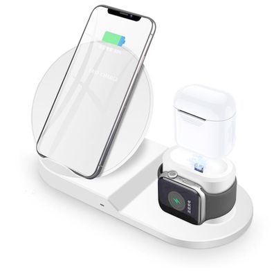 3 in 1 Stand Ladestation Apple Watch Air Pods iPhone Induktive Qi Ladegerät weiß