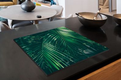 Herdabdeckplatte - 60x52 cm - Palmwedel - Makro - Grün