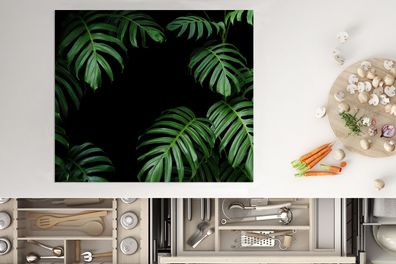 Herdabdeckplatte - 60x52 cm - Dschungel - Pflanzen - Monstera