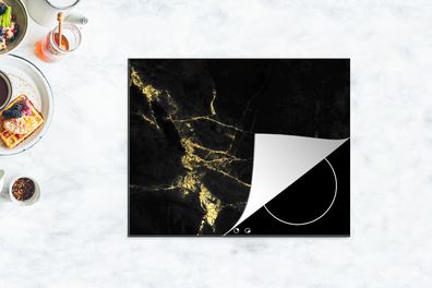 Herdabdeckplatte - 65x52 cm - Marmor - Schwarz - Gold - Luxus