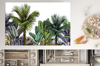 Herdabdeckplatte - 78x52 cm - Pflanzen - Illustration - Farben