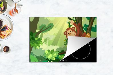 Herdabdeckplatte - 78x52 cm - Illustration - Affe - Dschungel