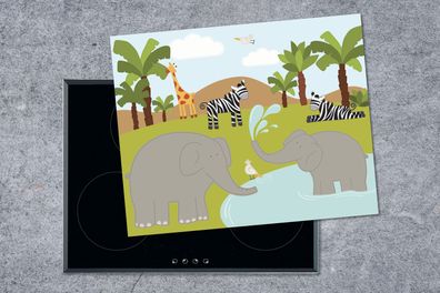 Herdabdeckplatte - 65x52 cm - Minimalismus - Tiere - Dschungel