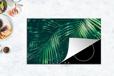 Herdabdeckplatte - 90x52 cm - Palmwedel - Makro - Grün