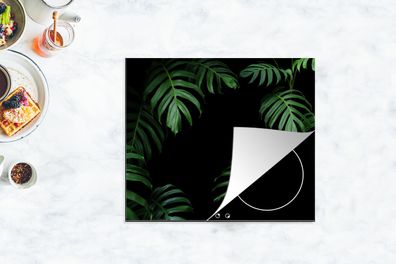 Herdabdeckplatte - 75x52 cm - Dschungel - Pflanzen - Monstera