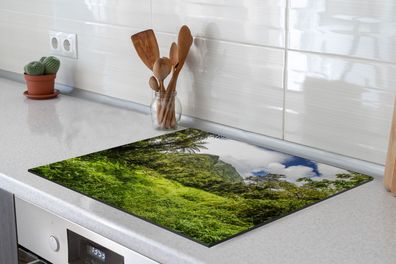 Herdabdeckplatte - 75x52 cm - Dschungel - Wolken - Grün