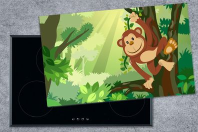 Herdabdeckplatte - 85x52 cm - Illustration - Affe - Dschungel