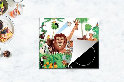 Herdabdeckplatte - 60x52 cm - Wilde Tiere - Dschungel - Illustration