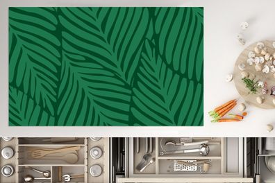 Herdabdeckplatte - 90x52 cm - Blätter - Muster - Dschungel