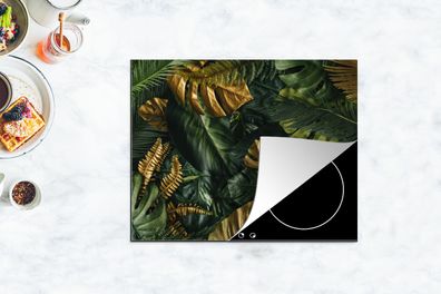 Herdabdeckplatte - 65x52 cm - Blätter - Muster - Abstrakt