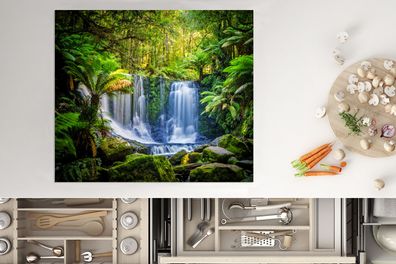 Herdabdeckplatte - 75x52 cm - Dschungel - Wasserfall - Australien