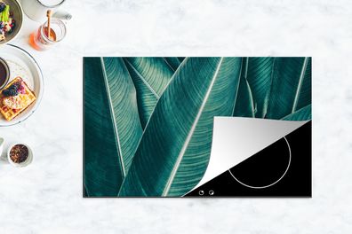 Herdabdeckplatte - 90x52 cm - Blätter - Makro - Tropisch
