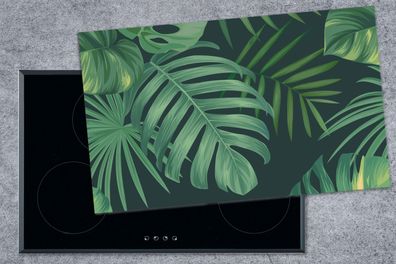 Herdabdeckplatte - 90x52 cm - Dschungel - Muster - Tropische Pflanzen