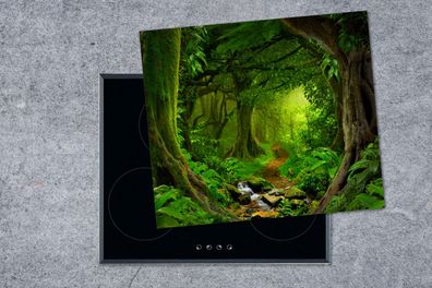 Herdabdeckplatte - 75x52 cm - Dschungel - Wasser - Asien