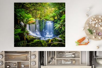 Herdabdeckplatte - 60x52 cm - Dschungel - Wasserfall - Australien