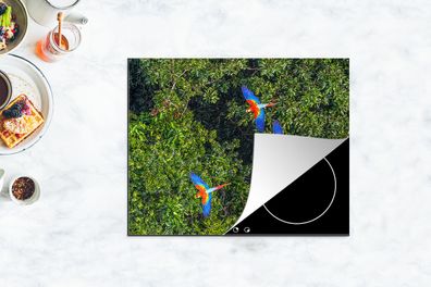 Herdabdeckplatte - 65x52 cm - Dschungel - Baum - Papagei