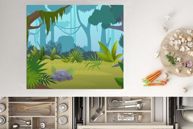 Herdabdeckplatte - 60x52 cm - Dschungel - Natur - Cartoon