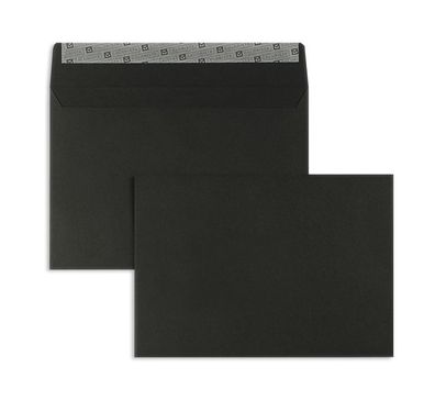 100 Briefumschläge Schwarz 162x229 mm (DIN C5) mit Haftklebung