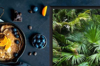 Herdabdeckplatte - 75x52 cm - Palmwedel - Sonne - Tropisch