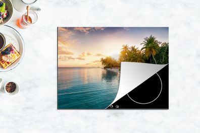 Herdabdeckplatte - 70x52 cm - Strand - Meer - Insel - Tropisch