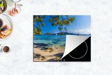 Herdabdeckplatte - 65x52 cm - Strand - Meer - Boot - Mallorca