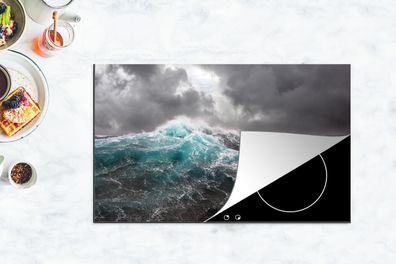 Herdabdeckplatte - 85x52 cm - Ozean - Sturm - Welle