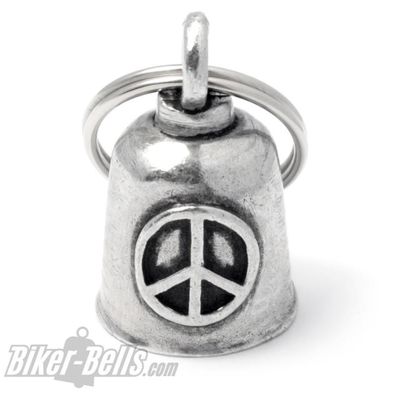 Biker-Bell mit Peace-Zeichen Friede Gremlin Bell Motorrad Glücksbringer Glocke