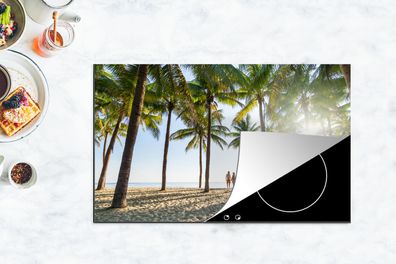Herdabdeckplatte - 85x52 cm - Strand - Meer - Palme - Romantik