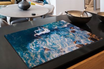 Herdabdeckplatte - 90x52 cm - Strand - Meer - Kieselsteine
