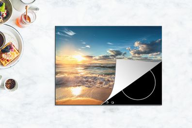 Herdabdeckplatte - 70x52 cm - Strand - Meer - Sonnenuntergang