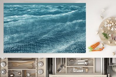 Herdabdeckplatte - 90x52 cm - Meer - Golf - Figuren