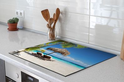 Herdabdeckplatte - 75x52 cm - Strand - Sonnenschirm - Meer