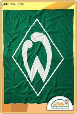 SV Werder Bremen Fleecedecke Decke Raute Grün Kuscheldecke Gr. 150x200cm
