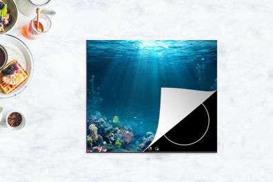 Herdabdeckplatte - 60x52 cm - Ozean - Fische - Korallen