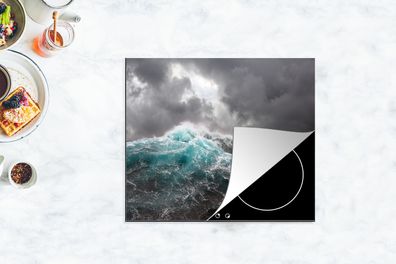 Herdabdeckplatte - 75x52 cm - Ozean - Sturm - Welle