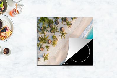 Herdabdeckplatte - 75x52 cm - Strand - Meer - Palme - Romantik
