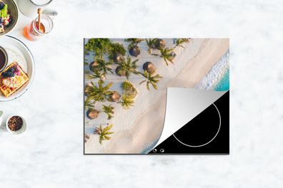 Herdabdeckplatte - 65x52 cm - Strand - Meer - Palme - Romantik