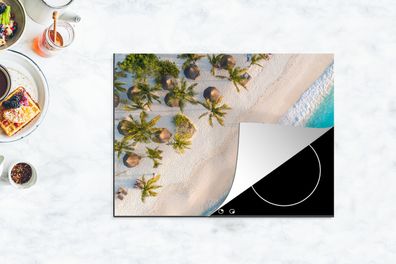 Herdabdeckplatte - 70x52 cm - Strand - Meer - Palme - Romantik