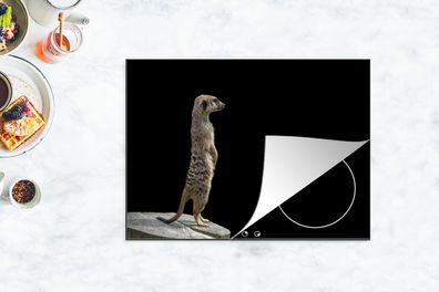 Herdabdeckplatte - 70x52 cm - Erdmännchen - Wilde Tiere - Schwarz