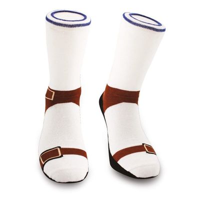 Sandalen Socken Winkee Weiß Braun Schuh Schlappen Motiv Freizeit Strümpfe