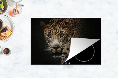 Herdabdeckplatte - 78x52 cm - Leopard - Wilde Tiere - Licht