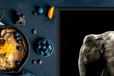 Herdabdeckplatte - 60x52 cm - Elefant - Wilde Tiere - Schwarz