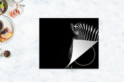 Herdabdeckplatte - 75x52 cm - Zebra - Wilde Tiere - Schwarz