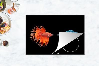 Herdabdeckplatte - 78x52 cm - Fische - Wilde Tiere - Schwarz