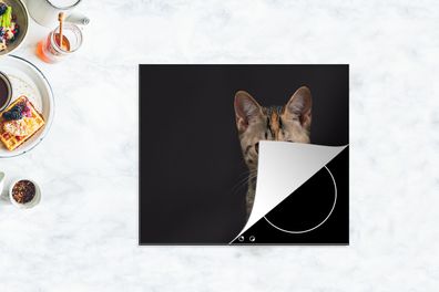 Herdabdeckplatte - 75x52 cm - Katze - Schwarz - Porträt