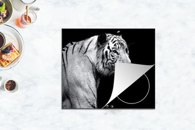 Herdabdeckplatte - 60x52 cm - Tiger - Wilde Tiere - Licht