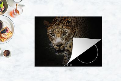 Herdabdeckplatte - 70x52 cm - Leopard - Wilde Tiere - Licht