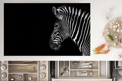 Herdabdeckplatte - 90x52 cm - Zebra - Wilde Tiere - Schwarz