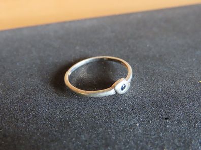 ganz dünner Ring Fingerring mit blauem Steinchen silberfarben 925/11mm Ø